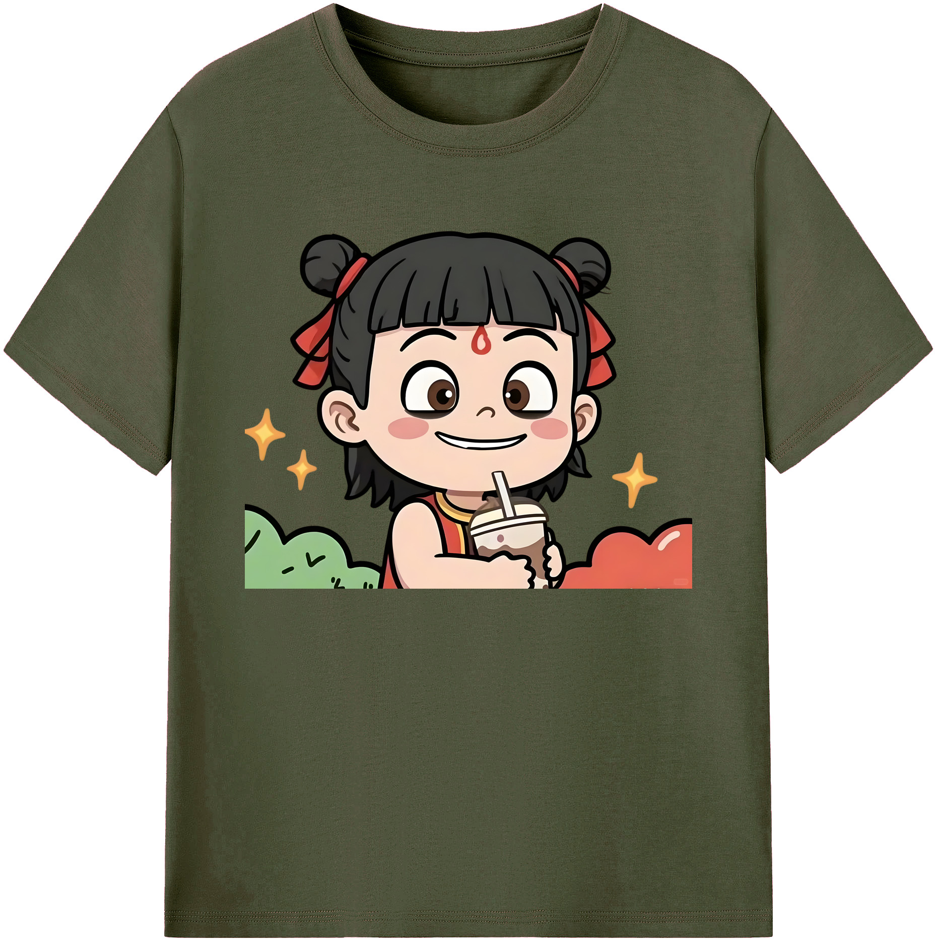 （画像用） Ne Zha 2 ナタ 魔童の大暴れ 綿100％ メンズ半袖Tシャツ｜肌触りやわらか＆通気性